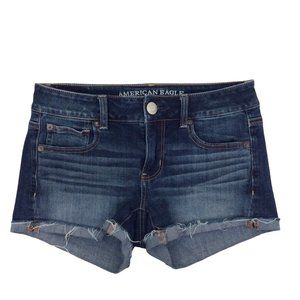 American Eagle Women’s Dark Wash Rolled Cutoff Shortie Shorts Women's Size 2